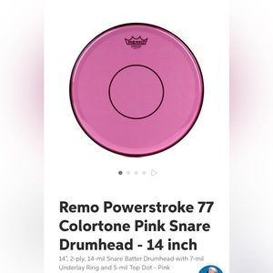 Remo Colortone Pink Drumheads 14in+13in PowerStroke 77 Duo